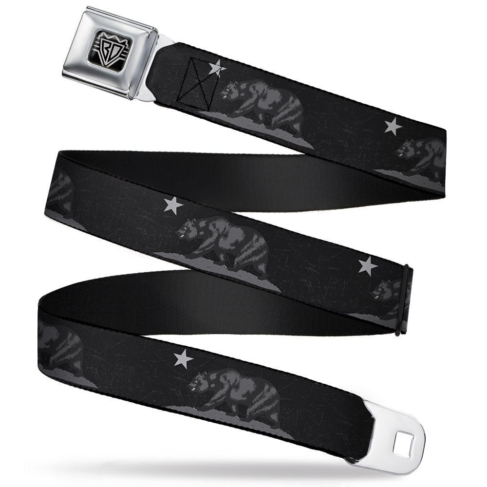 7044 Seatbelt Belt - Cali Bear Black/Grays - 1.0" Wide - 20-36 Inches in